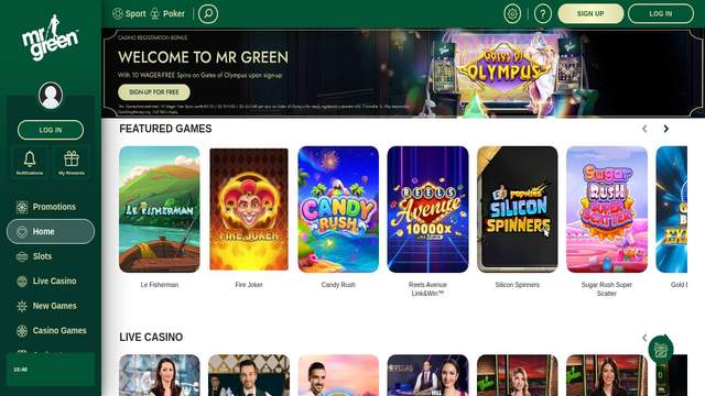Mr Green casino screenshot